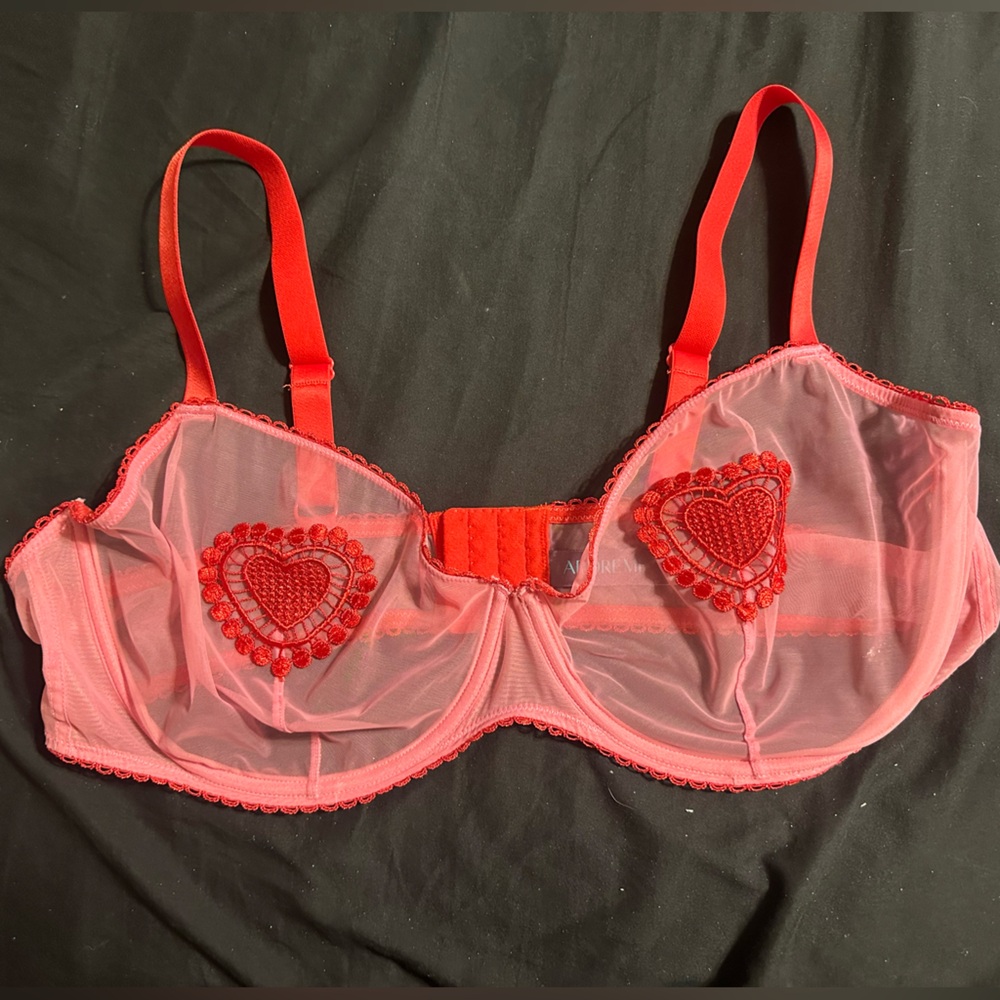 Adore Me Red Romantic Heart Bra